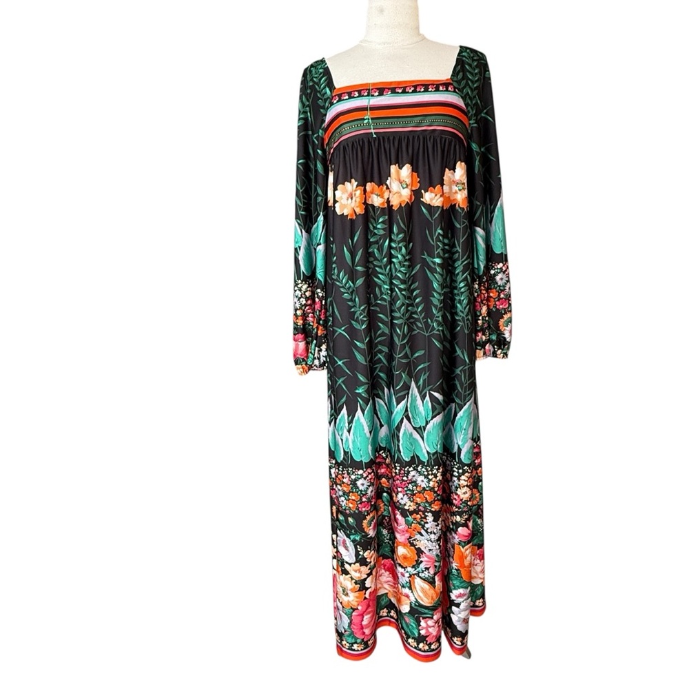 VINTAGE MILDRED’s of HAWAII Floral Long Sleeve Maxi Dress Size 8
